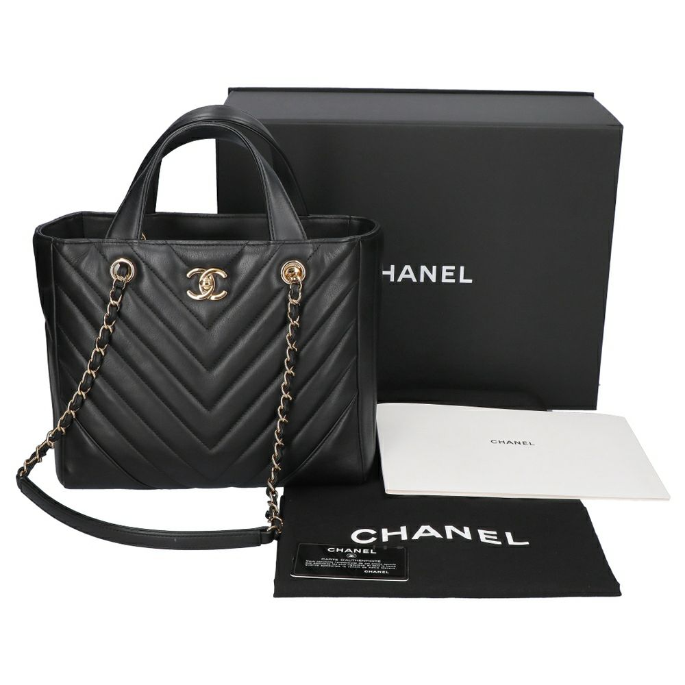 【リユース品】 シャネル CHANEL バッグ トートバッグ Vステッチチェーントートバッグ A91642 ブラック/ゴールド金具 【お取り寄せ】