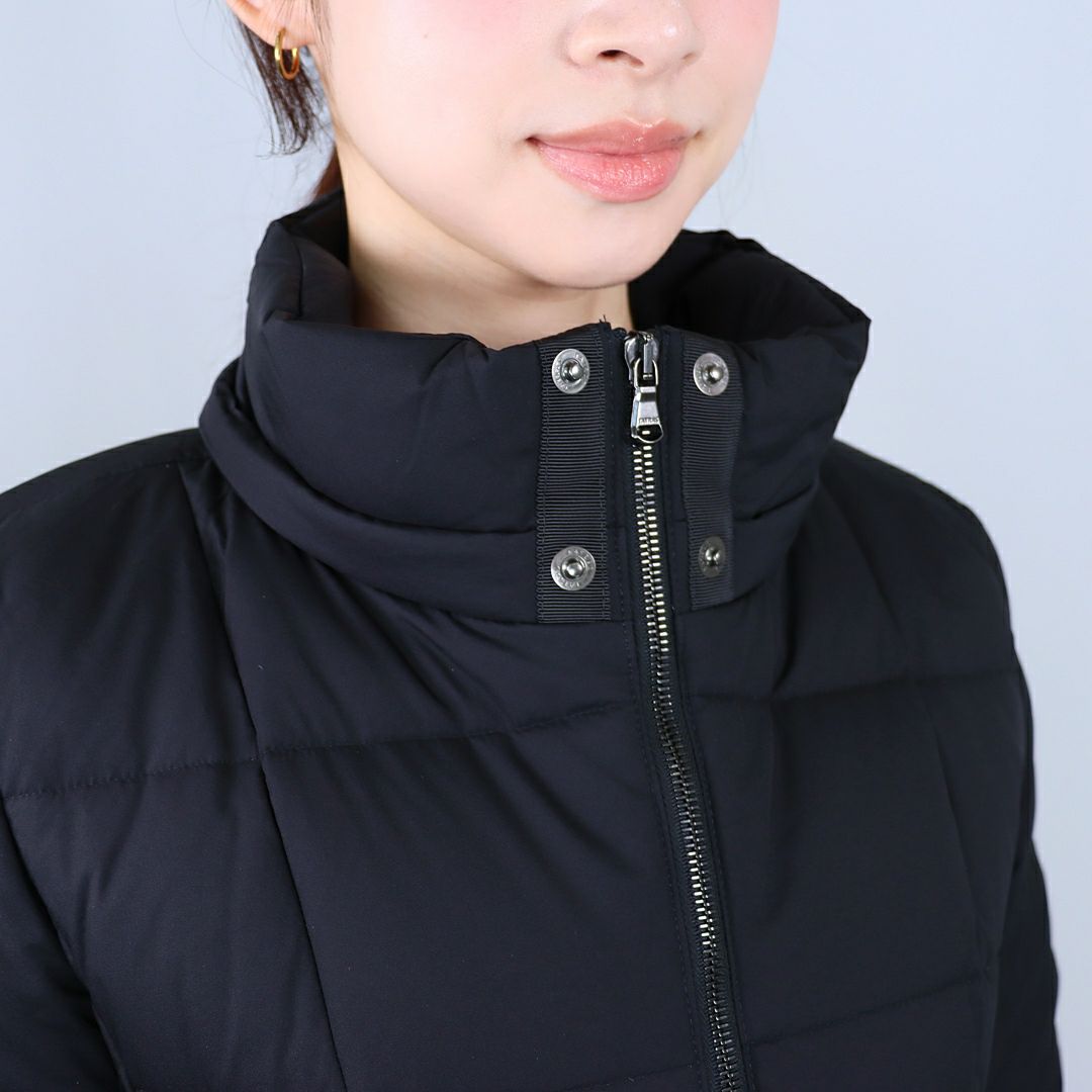 タトラス TATRAS レディース ロングダウン ダウンジャケット ファー ブロックステッチ ジップアップ フーディ― GANO ガノ LJXA0016013588 BLACK