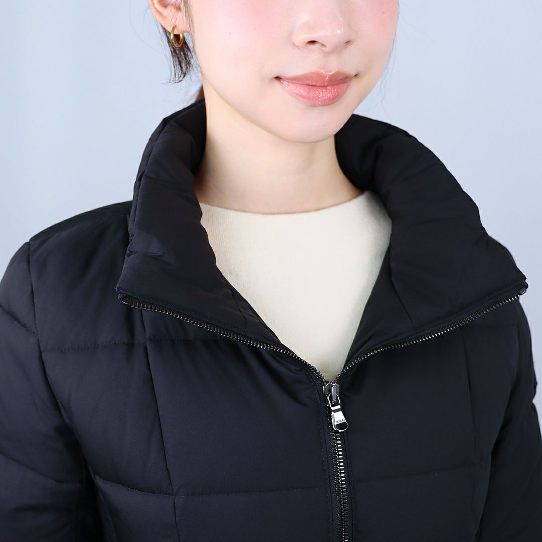 タトラス TATRAS レディース ロングダウン ダウンジャケット ファー ブロックステッチ ジップアップ フーディ― GANO ガノ LJXA0016013588 BLACK