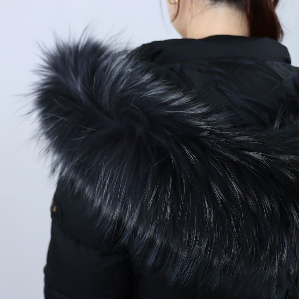 タトラス TATRAS レディース ロングダウン ダウンジャケット ファー ブロックステッチ ジップアップ フーディ― GANO ガノ LJXA0016013588 BLACK