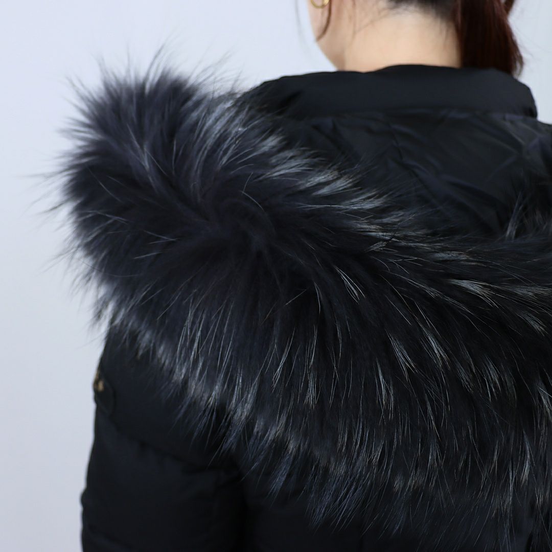 タトラス TATRAS レディース ロングダウン ダウンジャケット ファー ブロックステッチ ジップアップ フーディ― GANO ガノ LJXA0016013588 BLACK