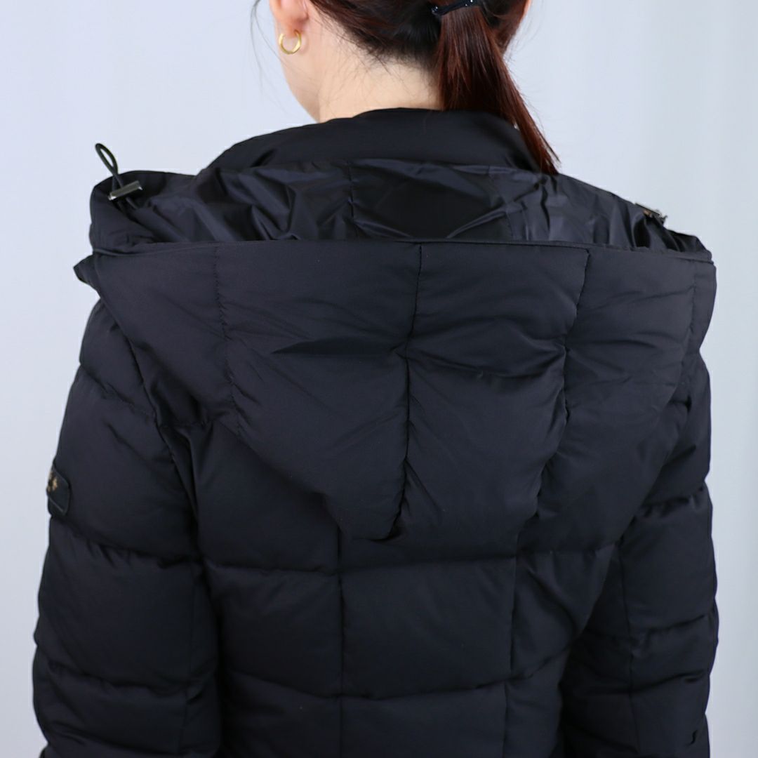 タトラス TATRAS レディース ロングダウン ダウンジャケット ファー ブロックステッチ ジップアップ フーディ― GANO ガノ LJXA0016013588 BLACK