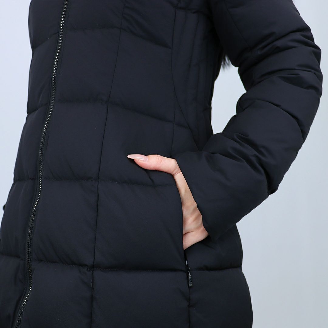 タトラス TATRAS レディース ロングダウン ダウンジャケット ファー ブロックステッチ ジップアップ フーディ― GANO ガノ LJXA0016013588 BLACK