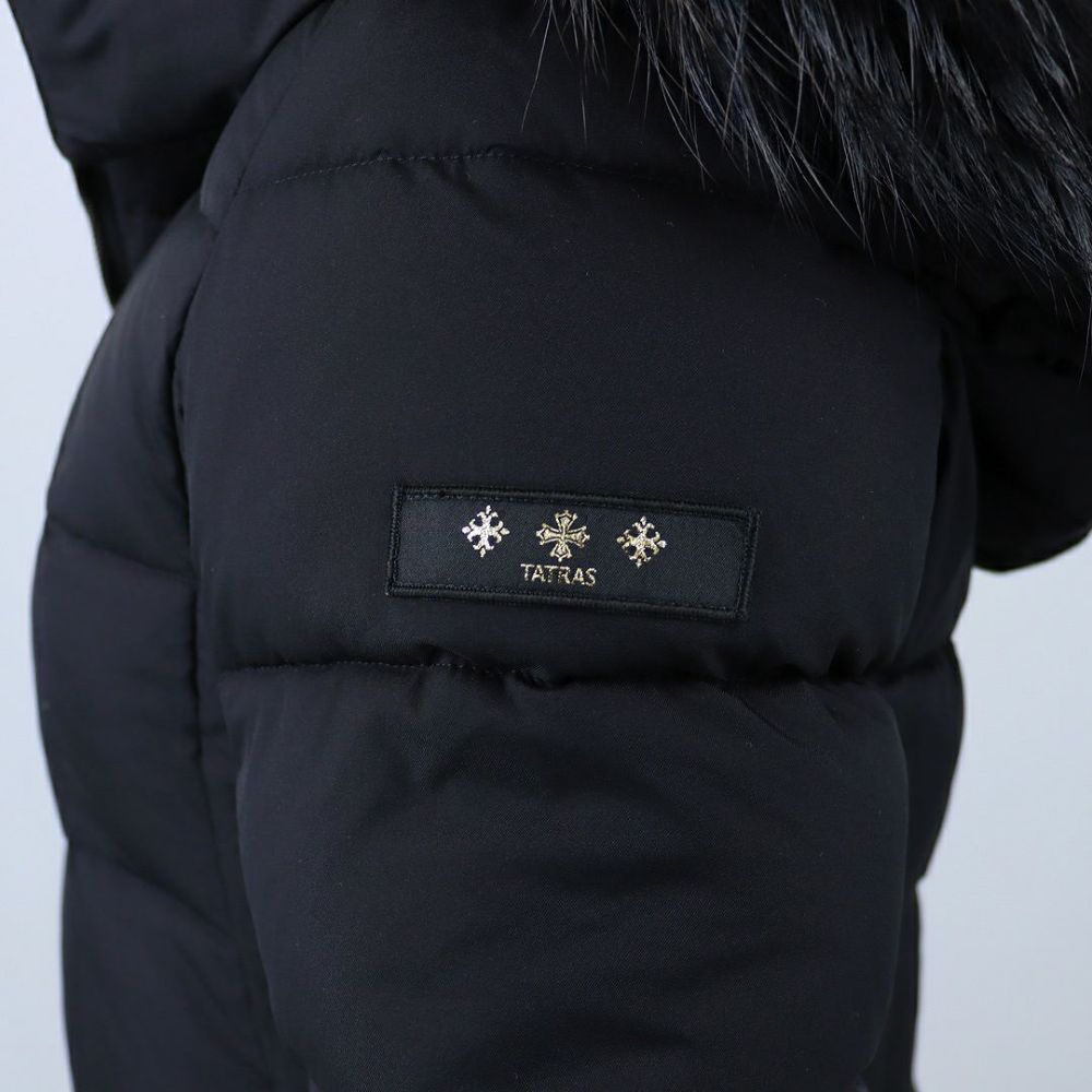 タトラス TATRAS レディース ロングダウン ダウンジャケット ファー ブロックステッチ ジップアップ フーディ― GANO ガノ LJXA0016013588 BLACK