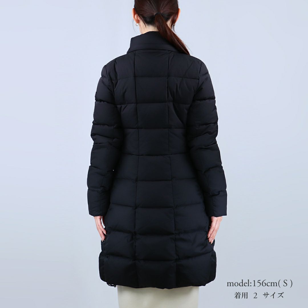 タトラス TATRAS レディース ロングダウン ダウンジャケット ファー ブロックステッチ ジップアップ フーディ― GANO ガノ LJXA0016013588 BLACK