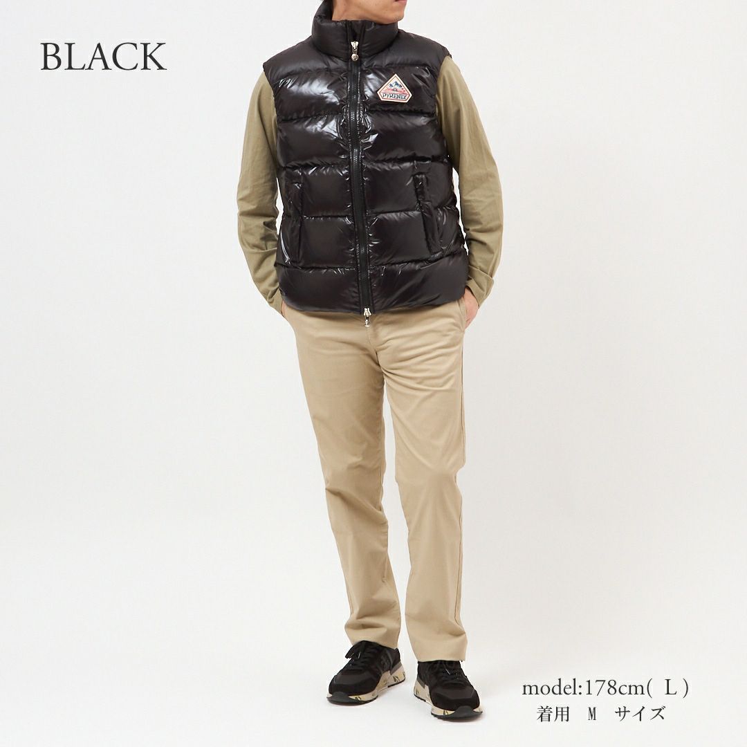 ピレネックス PYRENEX メンズダウンベスト メンズアウター ダウンブルゾン ジレ フルジップ JOHN VEST DOWN HUY021 P0009 BLACK