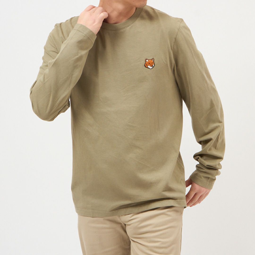 メゾンキツネ MAISON KITSUNE メンズ 長袖 Tシャツ フォックスヘッド レギュラー ロングスリーブ Tシャツ PM00118KJ7026 P131 LAUREL GREEN