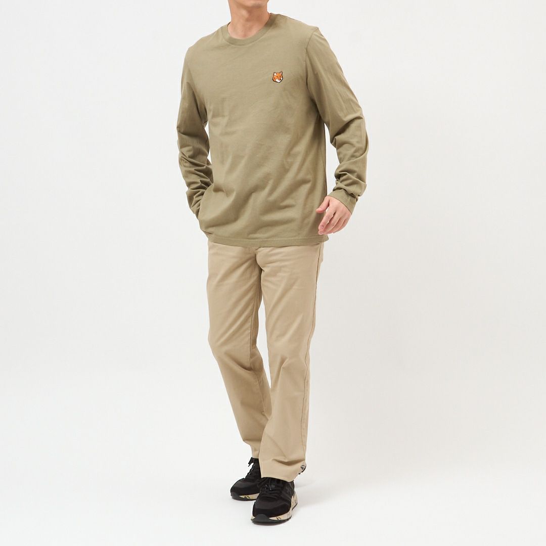 メゾンキツネ MAISON KITSUNE メンズ 長袖 Tシャツ フォックスヘッド レギュラー ロングスリーブ Tシャツ PM00118KJ7026 P131 LAUREL GREEN