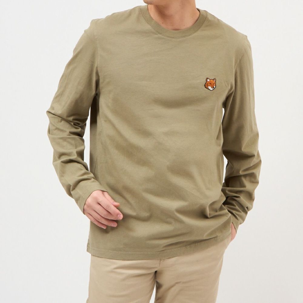 メゾンキツネ MAISON KITSUNE メンズ 長袖 Tシャツ フォックスヘッド レギュラー ロングスリーブ Tシャツ PM00118KJ7026 P131 LAUREL GREEN