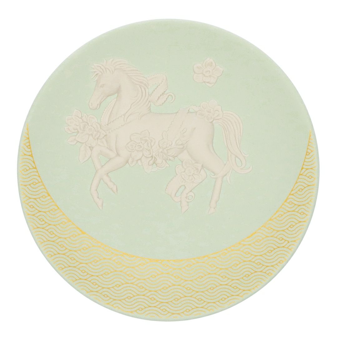 ウェッジウッド WEDGWOOD ラウンドトレイ 皿 置物 イヤープレート 2026 ジャスパーウェア 75612 ストーンウェア 干支 ジャスパー エト ウマ 【お取り寄せ】