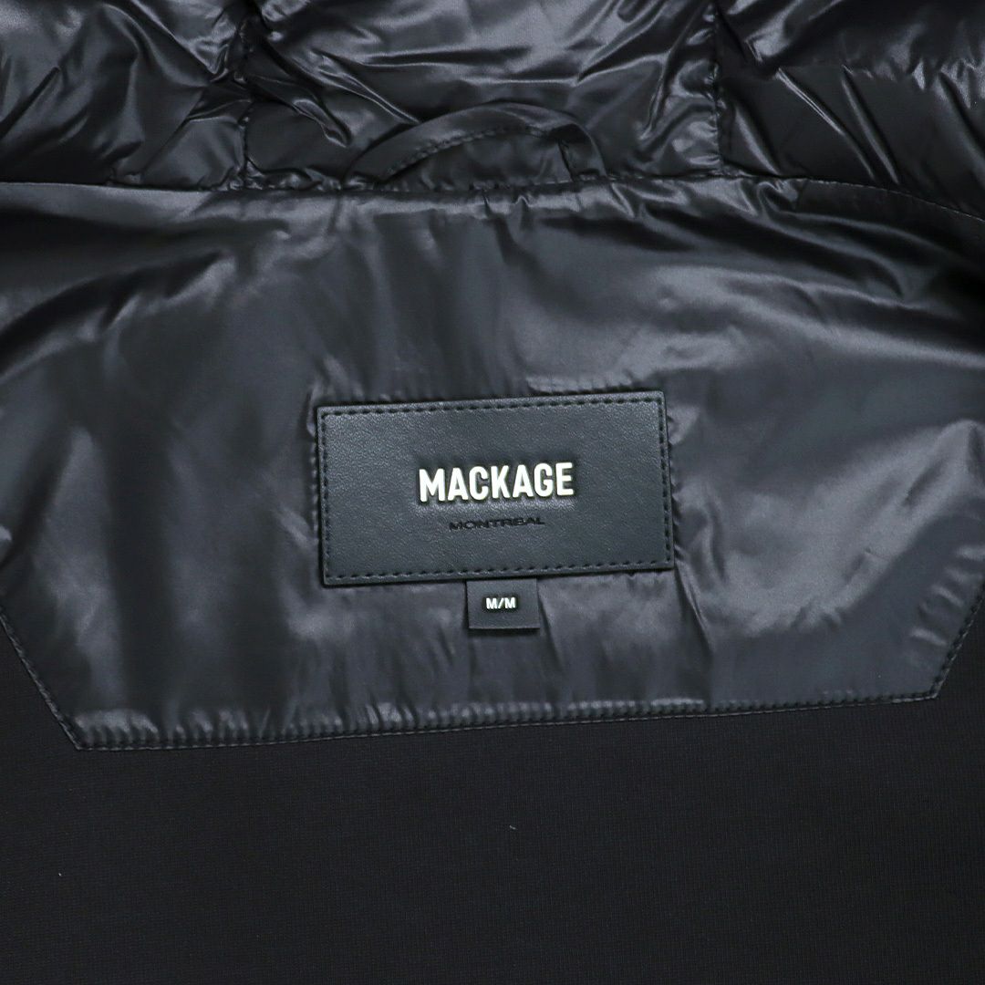 マッカージュ MACKAGE メンズアウター メンズジャケット メンズダウン ライトダウンジャケット ジップアップ フーディ コンビネーションジャケット ジャージダウン FRANK-R C0001 BLACK