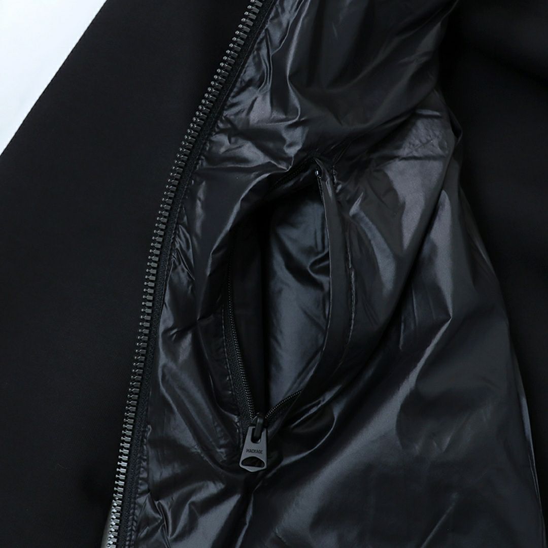 マッカージュ MACKAGE メンズアウター メンズジャケット メンズダウン ライトダウンジャケット ジップアップ フーディ コンビネーションジャケット ジャージダウン FRANK-R C0001 BLACK