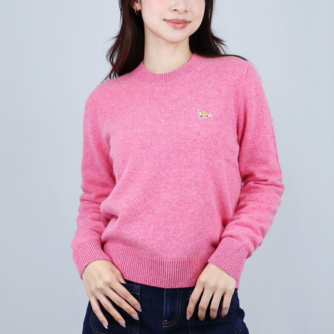 メゾンキツネ MAISON KITSUNE レディース ニット クルーネックセーター ベイビー フォックス ラムズウール レギュラー ジャンパー PW00817KT1006 0327 PALE ROSE