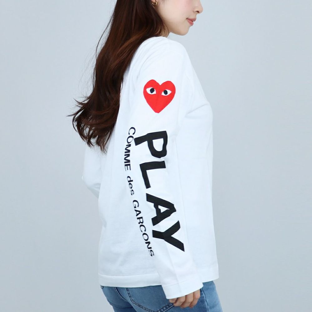 コムデギャルソン COMME DES GARCONS ユニセックス 長袖 Tシャツ ロンT PLAY プレイ T262 ソデロゴﾞLT
