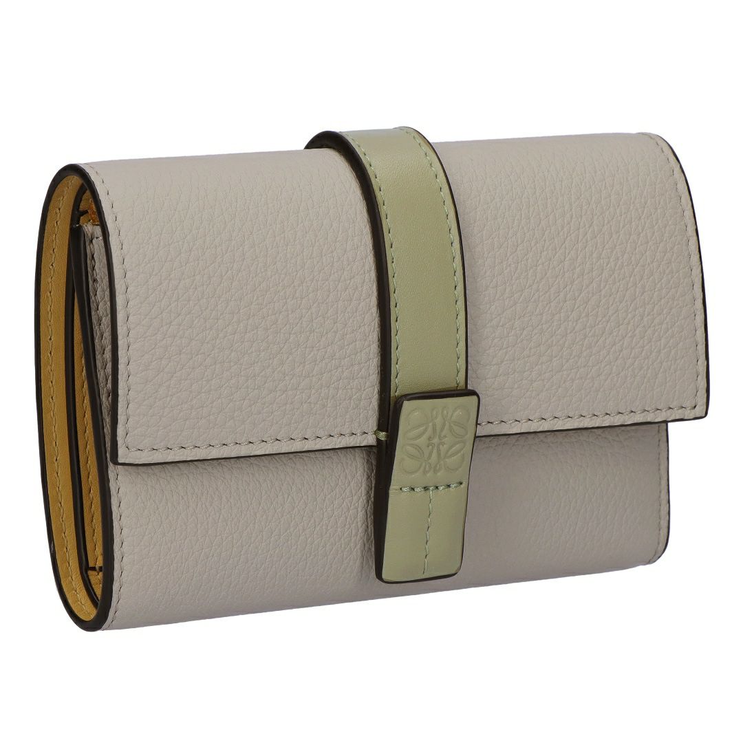 ロエベ LOEWE 折財布 三つ折り財布 スモール ヴァーティカル ウォレット C660S86X04 5666 SHELL GREY/EUCALYPTUS