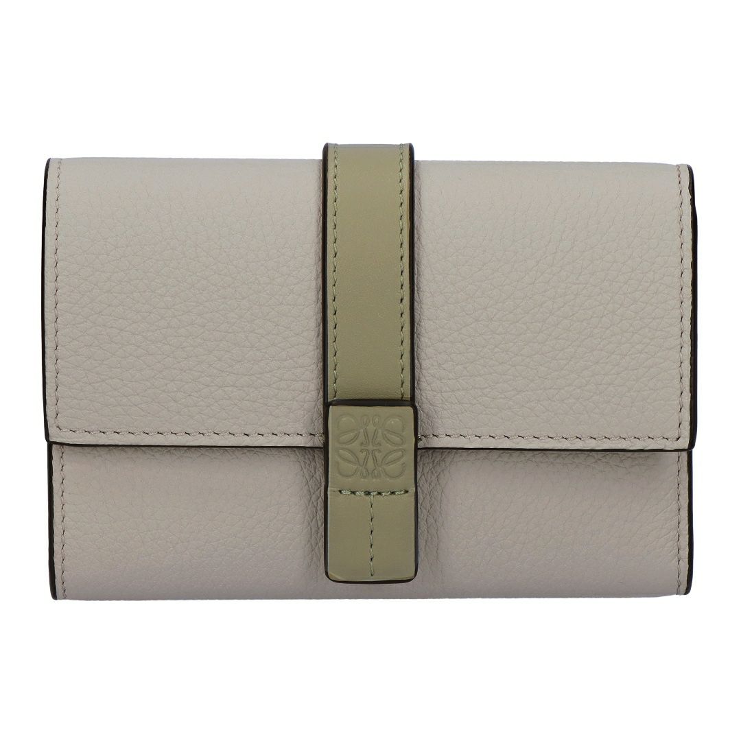 ロエベ LOEWE 折財布 三つ折り財布 スモール ヴァーティカル ウォレット C660S86X04 5666 SHELL GREY/EUCALYPTUS