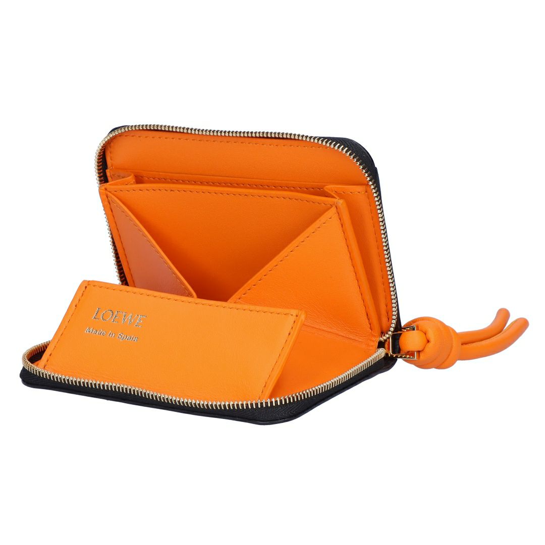 ロエベ LOEWE 小銭入れ コインケース コンパクトウォレット ノット ジップ コインパース CEM1ZCPX02 6036 BLACK/BRIGHT ORANGE