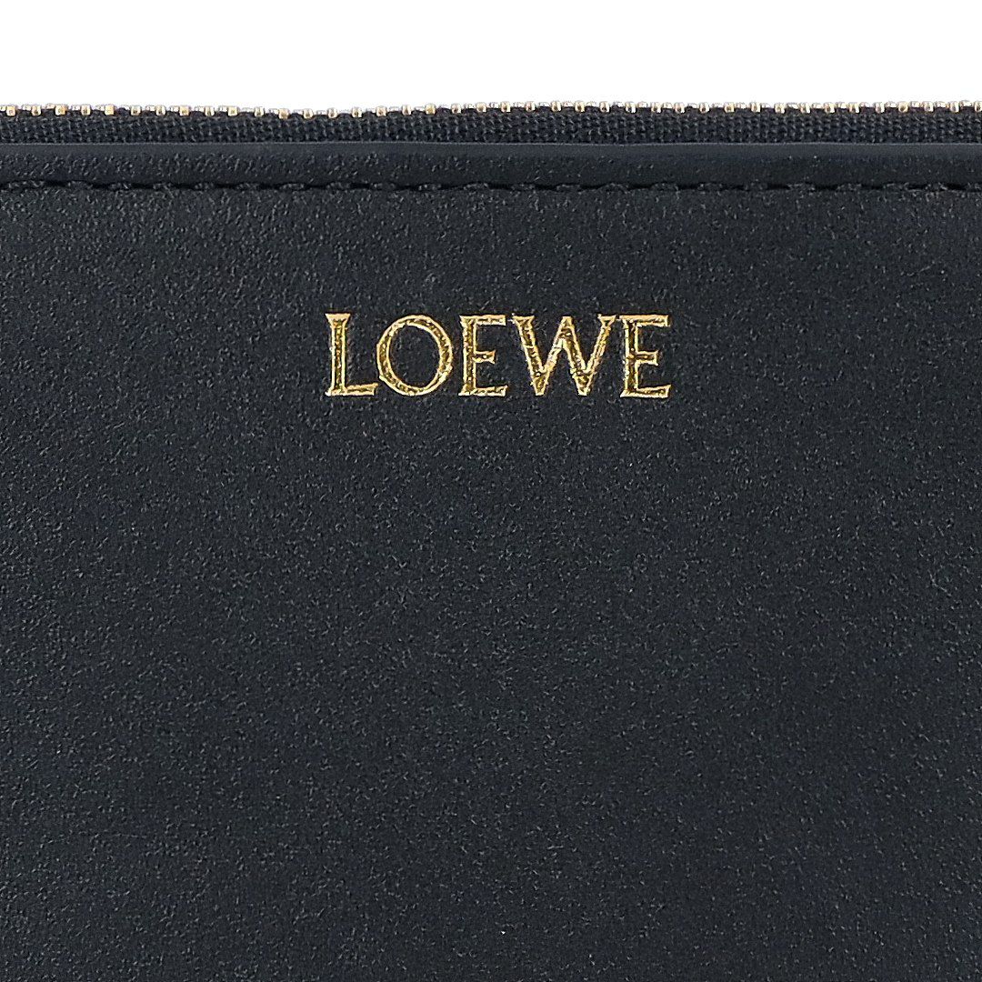 ロエベ LOEWE 小銭入れ コインケース コンパクトウォレット ノット ジップ コインパース CEM1ZCPX02 6036 BLACK/BRIGHT ORANGE