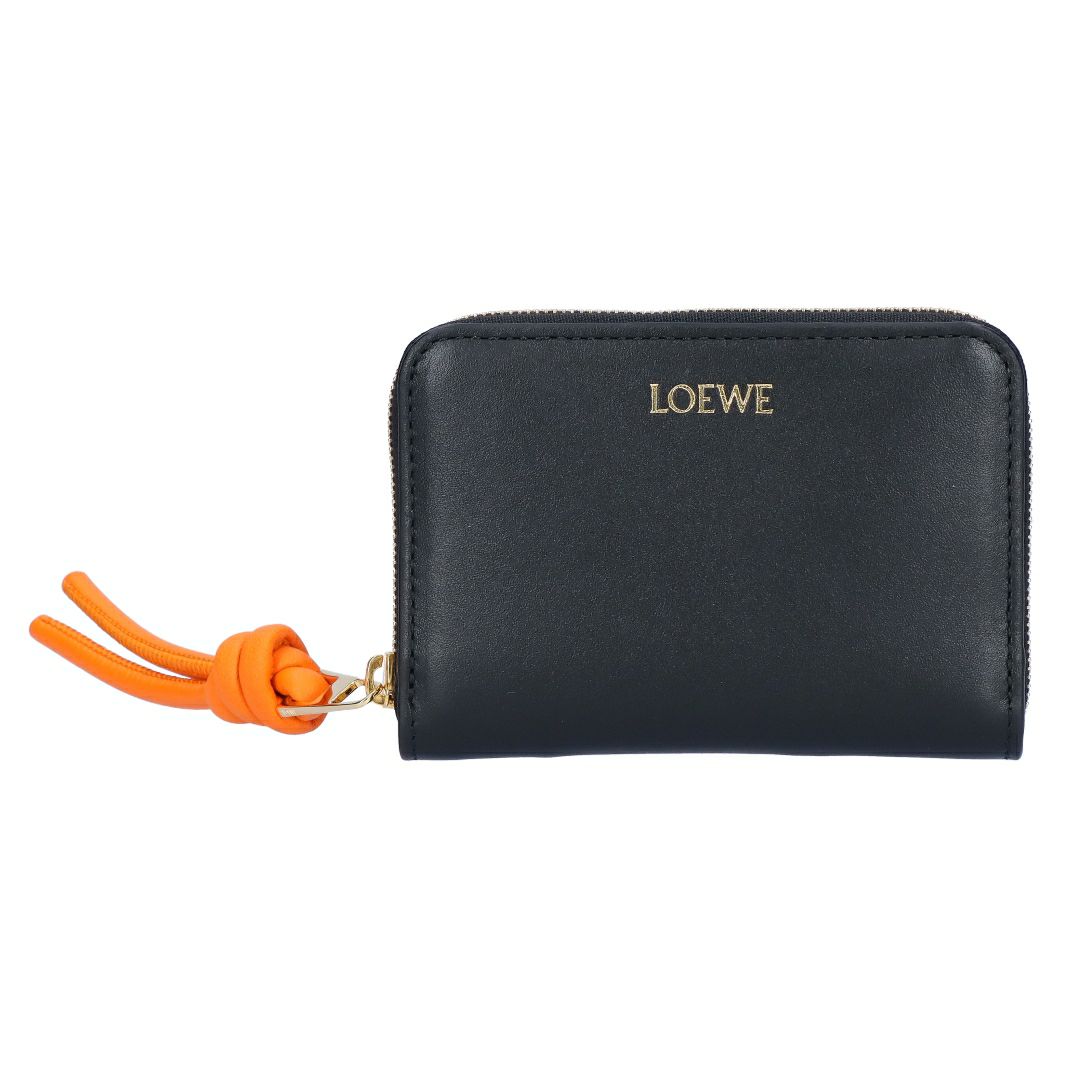 ロエベ LOEWE 小銭入れ コインケース コンパクトウォレット ノット ジップ コインパース CEM1ZCPX02 6036 BLACK/BRIGHT ORANGE