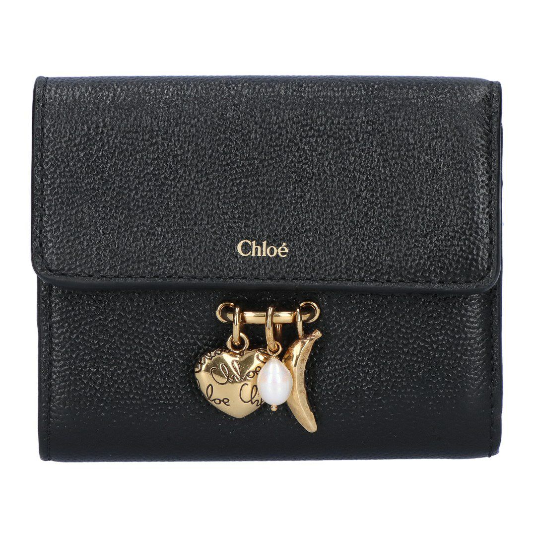 クロエ CHLOE 折財布 三つ折り財布 CHLOE CHARMS クロエチャームズ CH25AP976Q12 001 BLACK 【お取り寄せ】