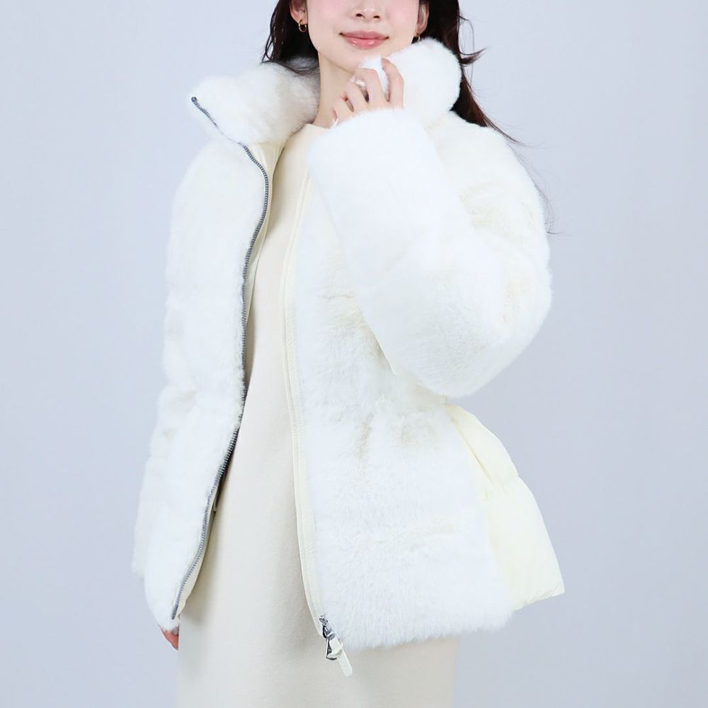 マッカージュ MACKAGE レディスダウンジャケット エコファー もこもこ フーディ 異素材ミックス CASSIDY CREAM