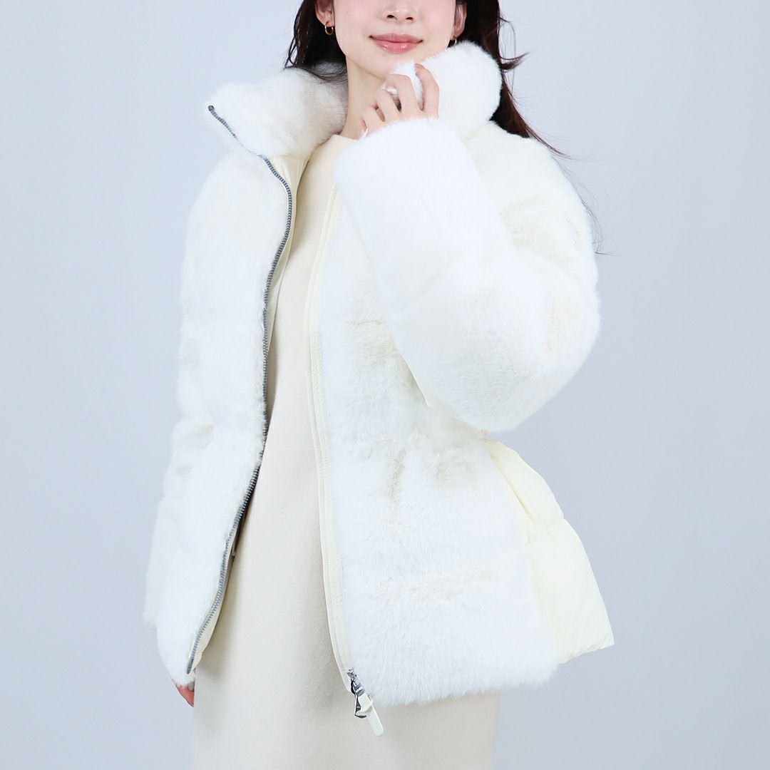 マッカージュ MACKAGE レディスダウンジャケット エコファー もこもこ フーディ 異素材ミックス CASSIDY CREAM