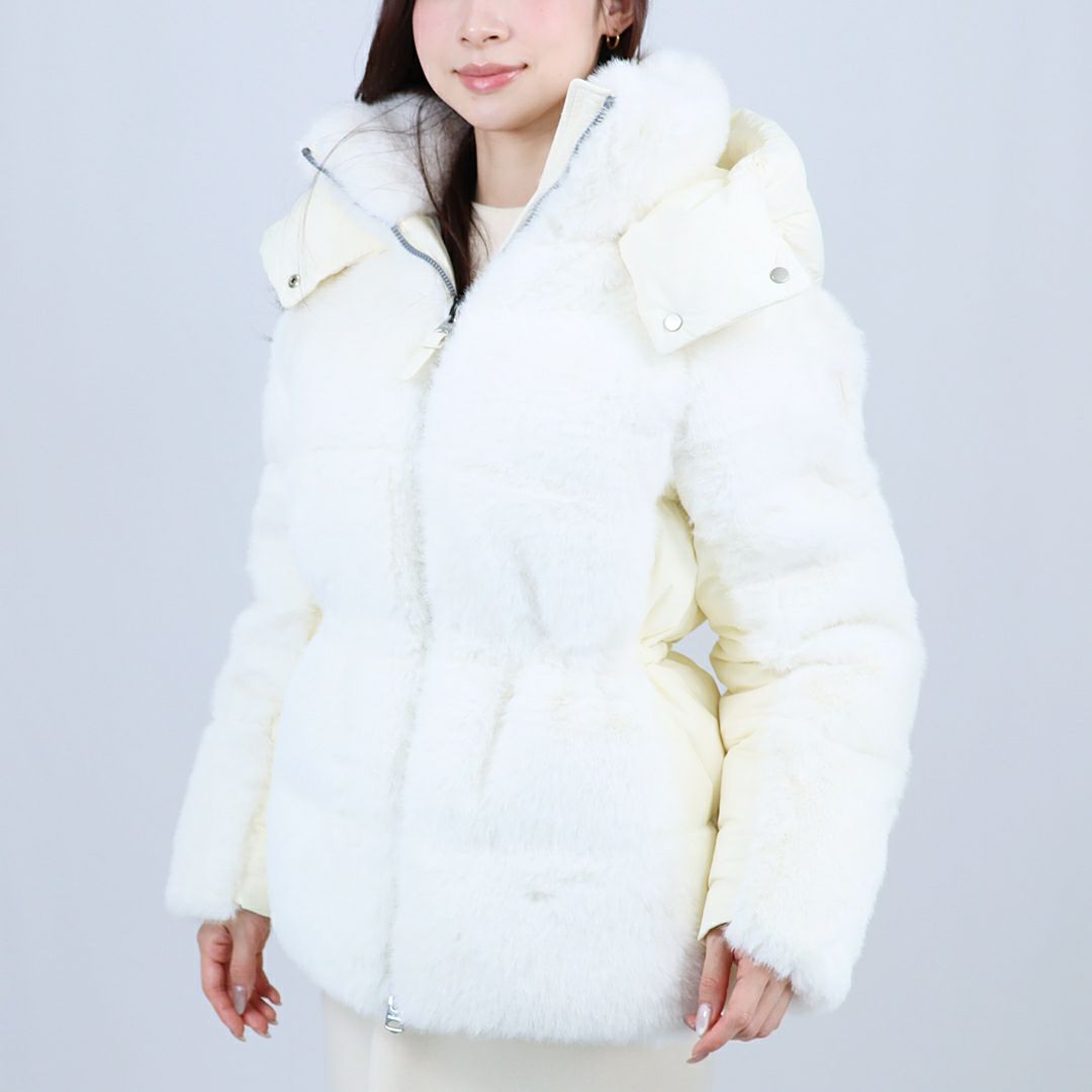 マッカージュ MACKAGE レディスダウンジャケット エコファー もこもこ フーディ 異素材ミックス CASSIDY CREAM