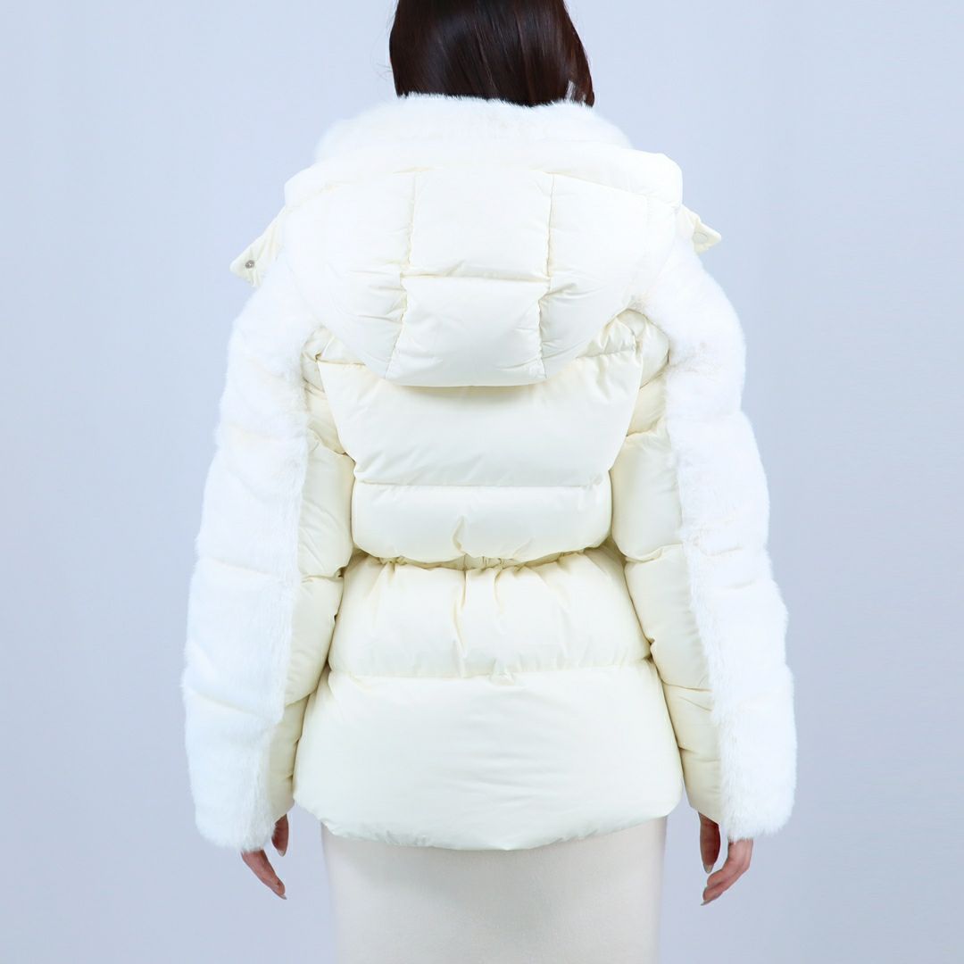 マッカージュ MACKAGE レディスダウンジャケット エコファー もこもこ フーディ 異素材ミックス CASSIDY CREAM