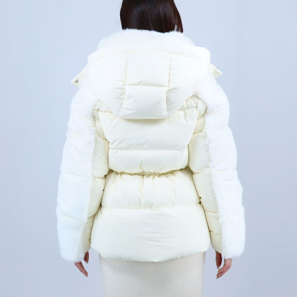 マッカージュ MACKAGE レディスダウンジャケット エコファー もこもこ フーディ 異素材ミックス CASSIDY CREAM