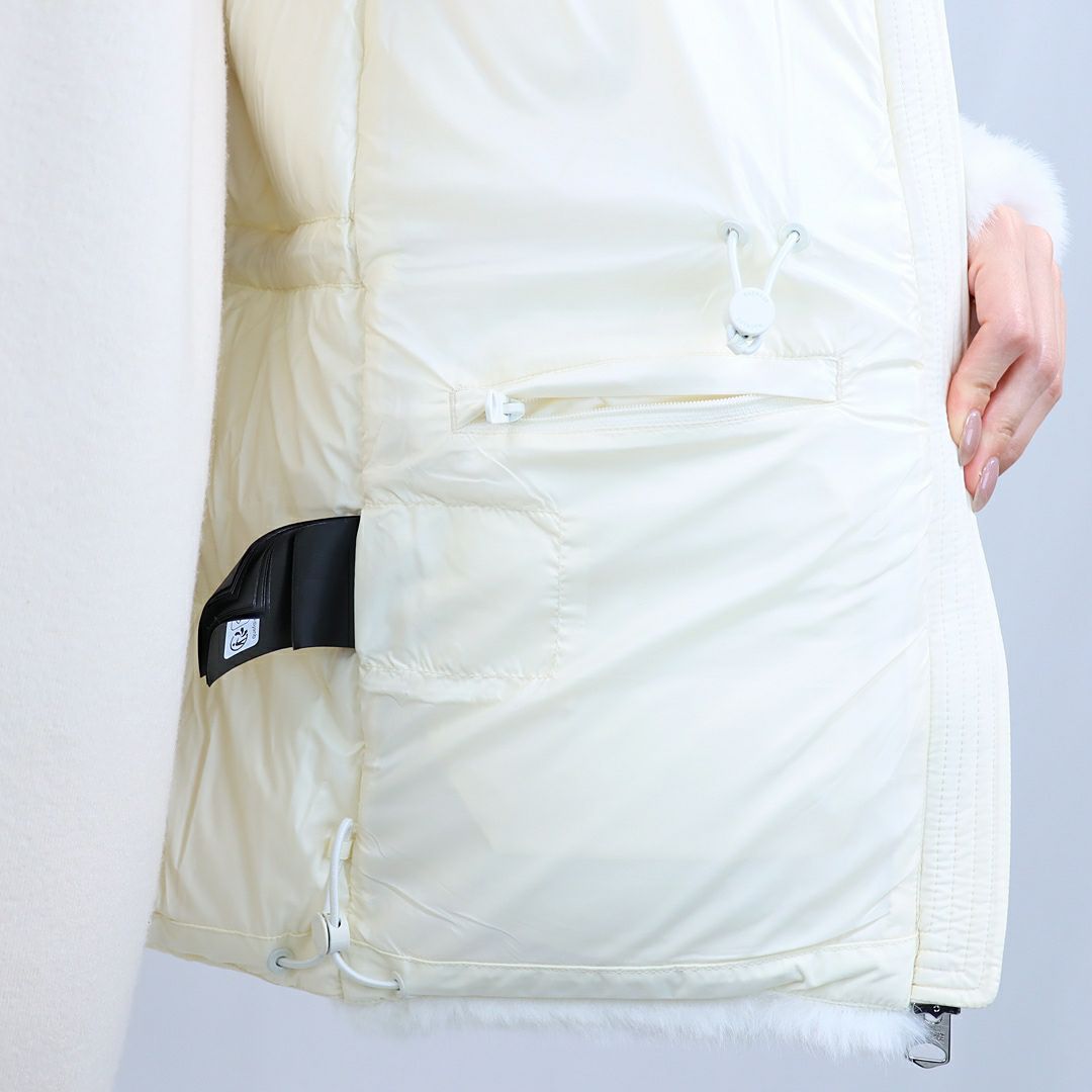 マッカージュ MACKAGE レディスダウンジャケット エコファー もこもこ フーディ 異素材ミックス CASSIDY CREAM