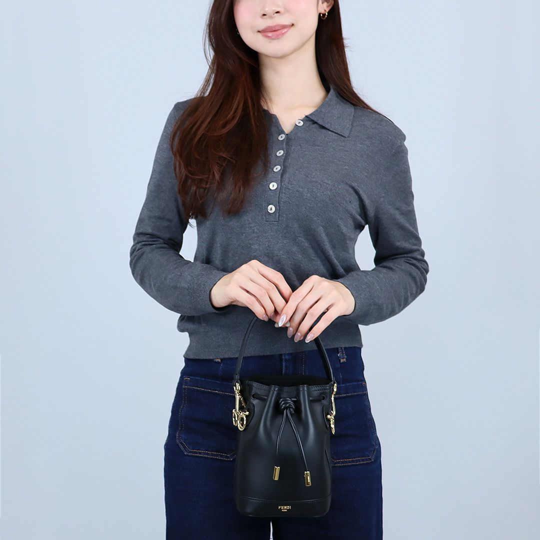 フェンディ FENDI 2WAYバッグ MON TRESOR モントレゾール 8BS109 AYJ1-F0KUR SHINY/BLACK+SOFT GOLD