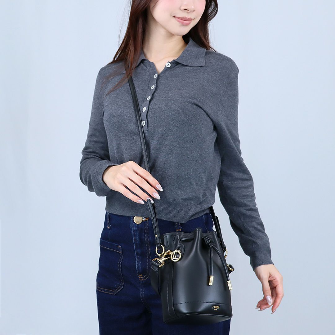 フェンディ FENDI 2WAYバッグ MON TRESOR モントレゾール 8BS109 AYJ1-F0KUR SHINY/BLACK+SOFT GOLD