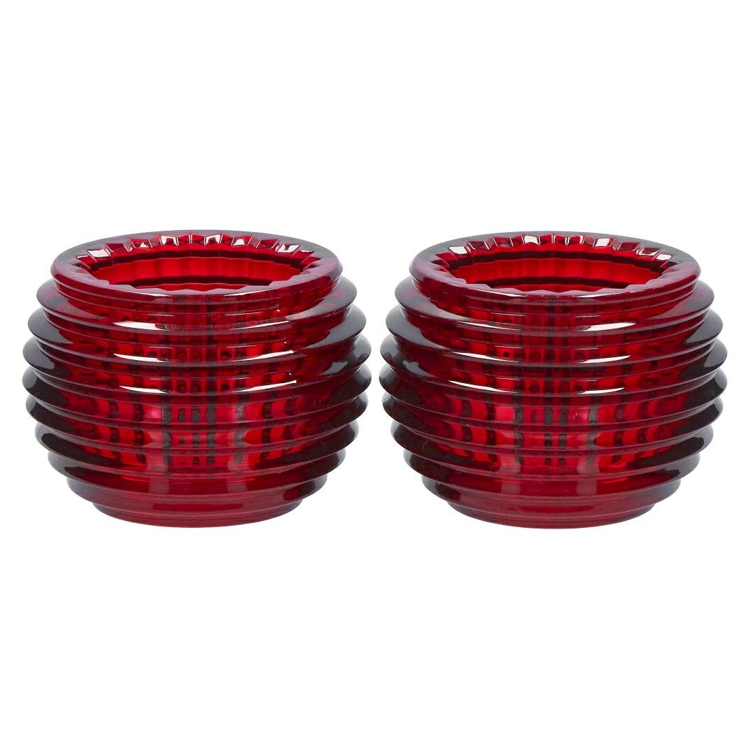 バカラ BACCARAT キャンドルホルダー レッド 2個セット クリスタル キャンドルホルダー キャンドルグラス インテリア ペア アイ 2810639 【お取り寄せ】