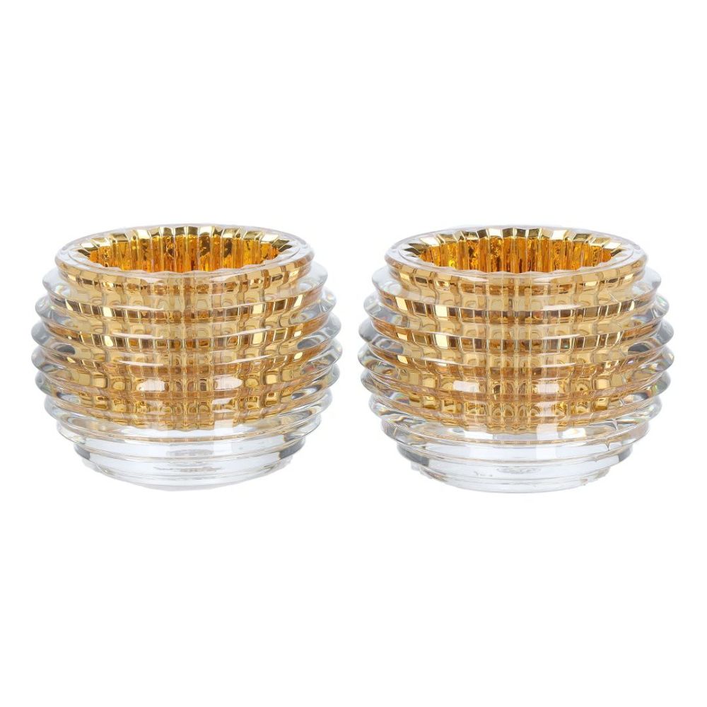 バカラ BACCARAT キャンドルホルダー ゴールド 2個セット クリスタル キャンドルホルダー キャンドルグラス インテリア ペア アイ 2811841 【お取り寄せ】