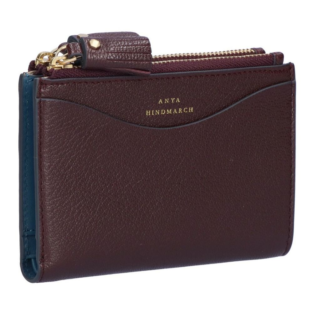 アニヤハインドマーチ ANYA HINDMARCH 折り財布 ニつ折財布 PEEPING EYES ピーピング アイズ 204873/5050925204873 CLARET スモール ダブルジップ ウォレット