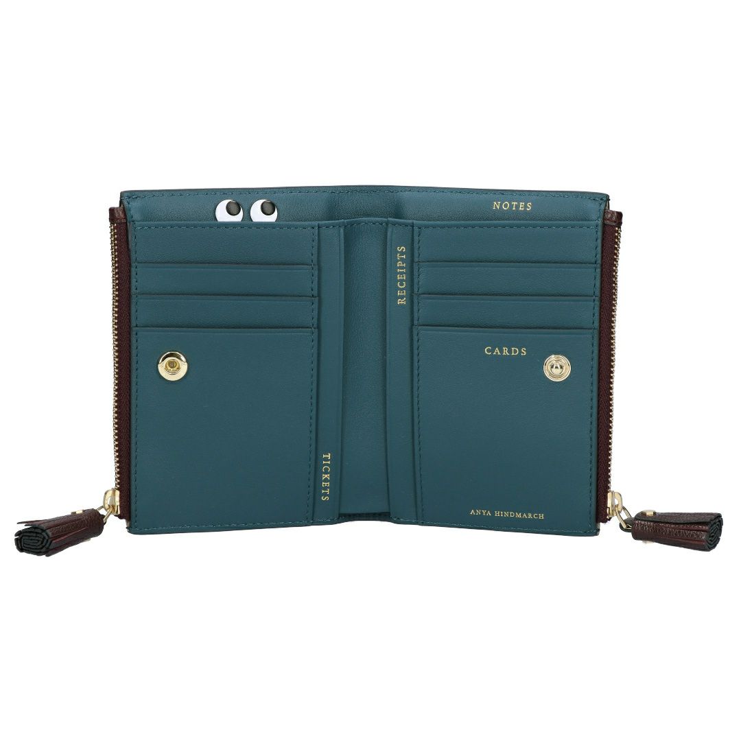 アニヤハインドマーチ ANYA HINDMARCH 折り財布 ニつ折財布 PEEPING EYES ピーピング アイズ 204873/5050925204873 CLARET スモール ダブルジップ ウォレット