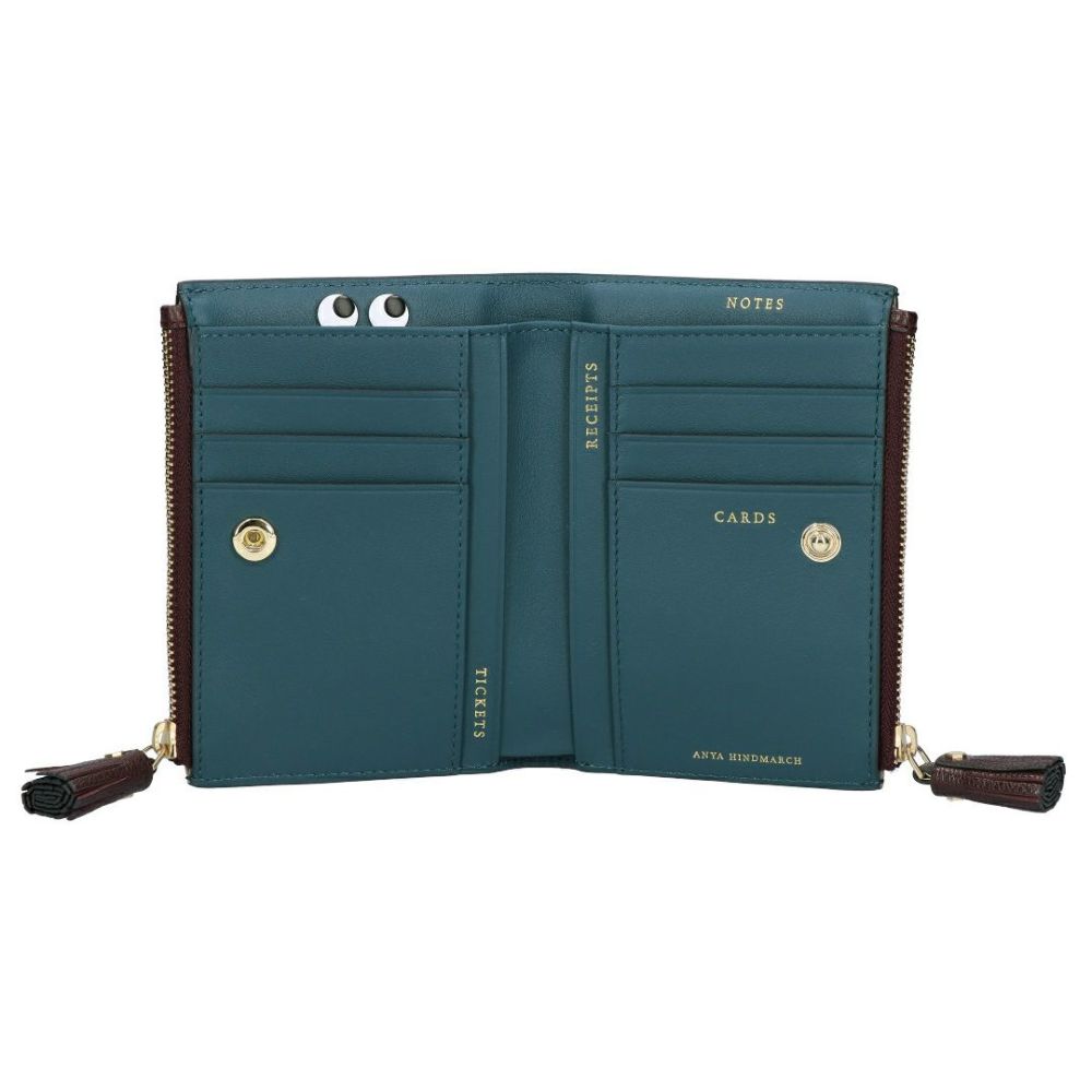 アニヤハインドマーチ ANYA HINDMARCH 折り財布 ニつ折財布 PEEPING EYES ピーピング アイズ 204873/5050925204873 CLARET スモール ダブルジップ ウォレット