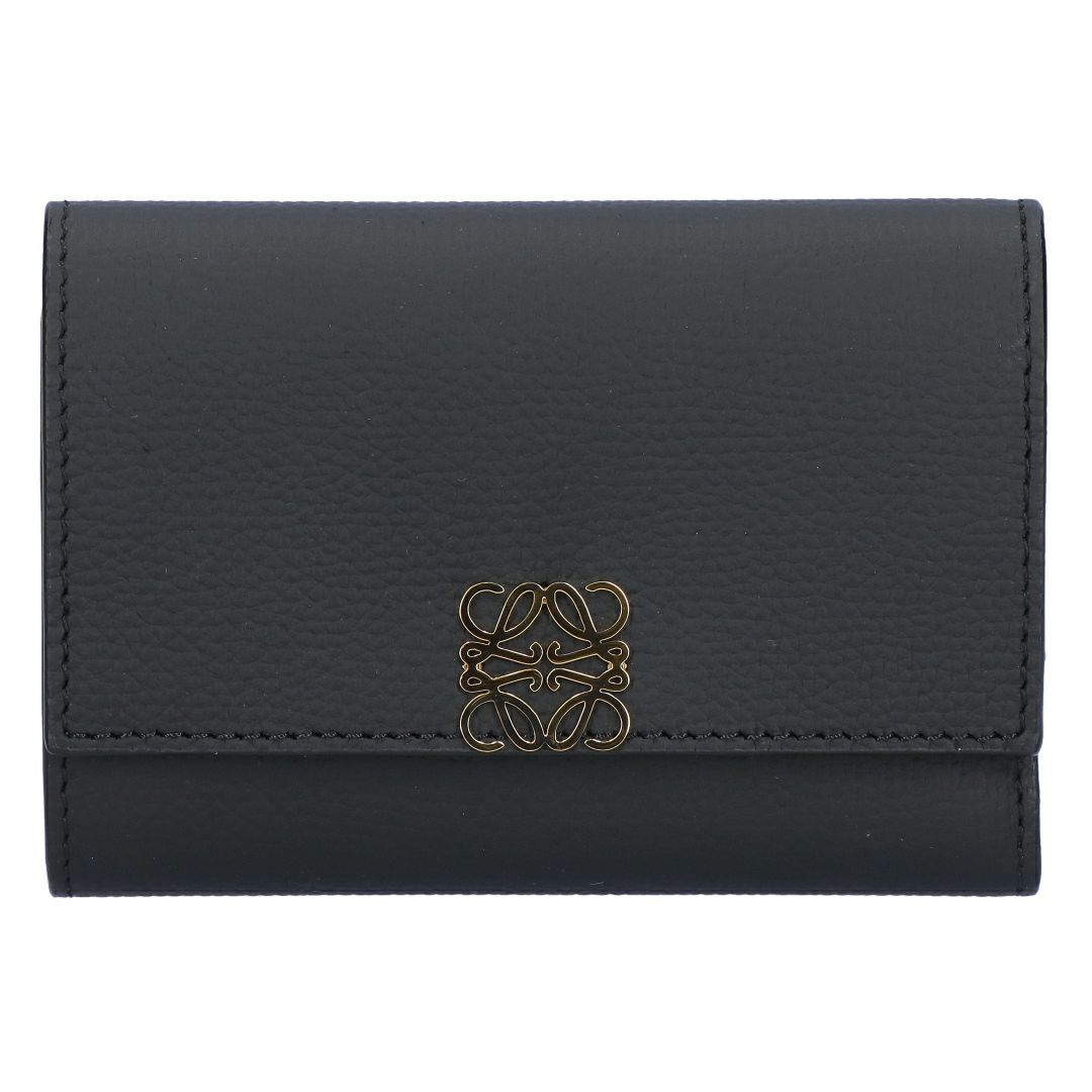 ロエベ LOEWE 折財布 三つ折り財布 アナグラム ヴァーティカル ウォレットスモール C821S33X12 1206 BLACK/GOLD 【お取り寄せ】