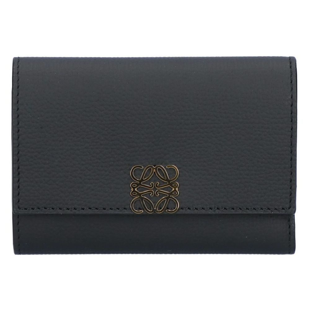 ロエベ LOEWE 折財布 三つ折り財布 アナグラム ヴァーティカル ウォレットスモール C821S33X12 1206 BLACK/GOLD 【お取り寄せ】