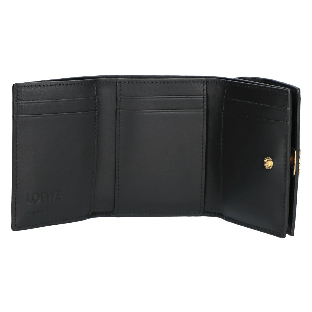 ロエベ LOEWE 折財布 三つ折り財布 アナグラム トライフォールド ウォレット C821TR2X16 1206 BLACK/GOLD 【お取り寄せ】