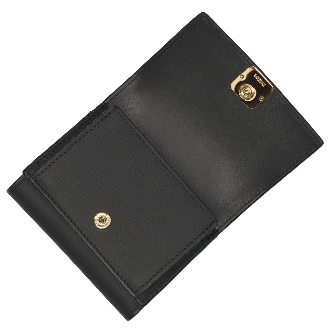 ロエベ LOEWE 折財布 三つ折り財布 アナグラム トライフォールド ウォレット C821TR2X16 1206 BLACK/GOLD 【お取り寄せ】