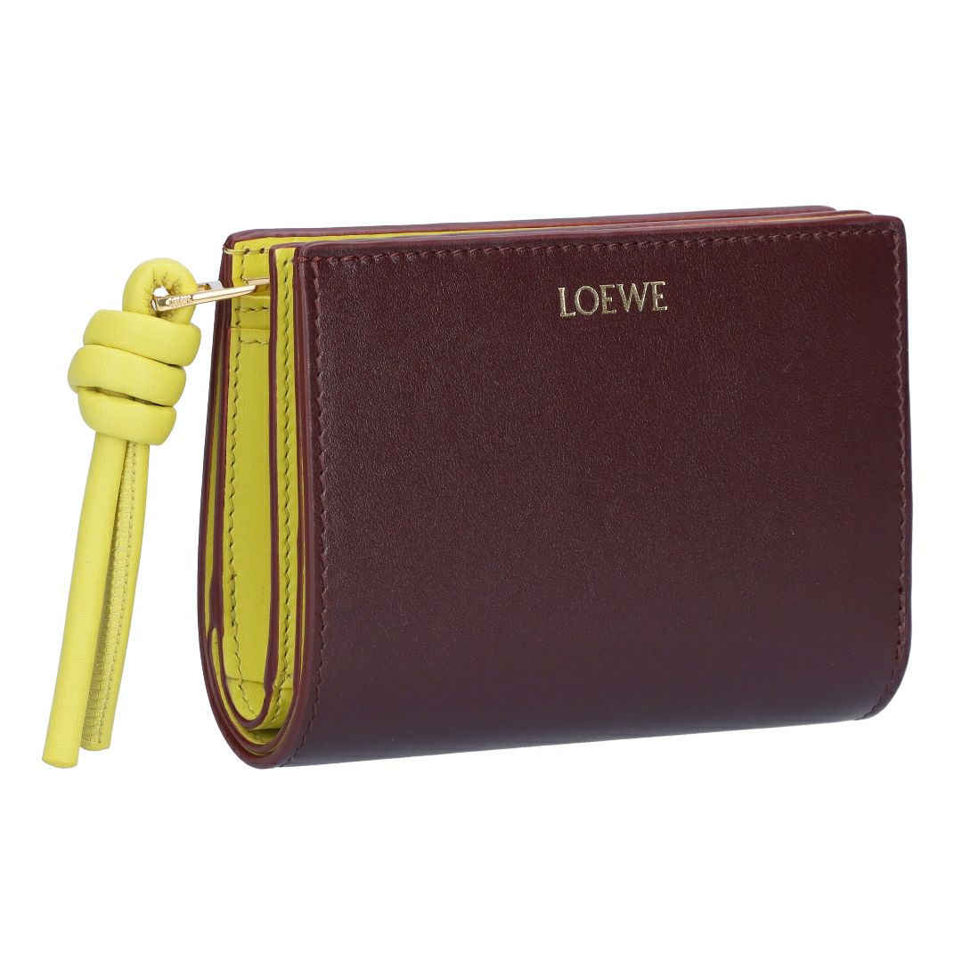 ロエベ LOEWE 折財布 二つ折り財布 ノット コンパクト ウォレット CEM1NCWX01 0059 DARK BURGUNDY/LIGHT CITRINE 【お取り寄せ】