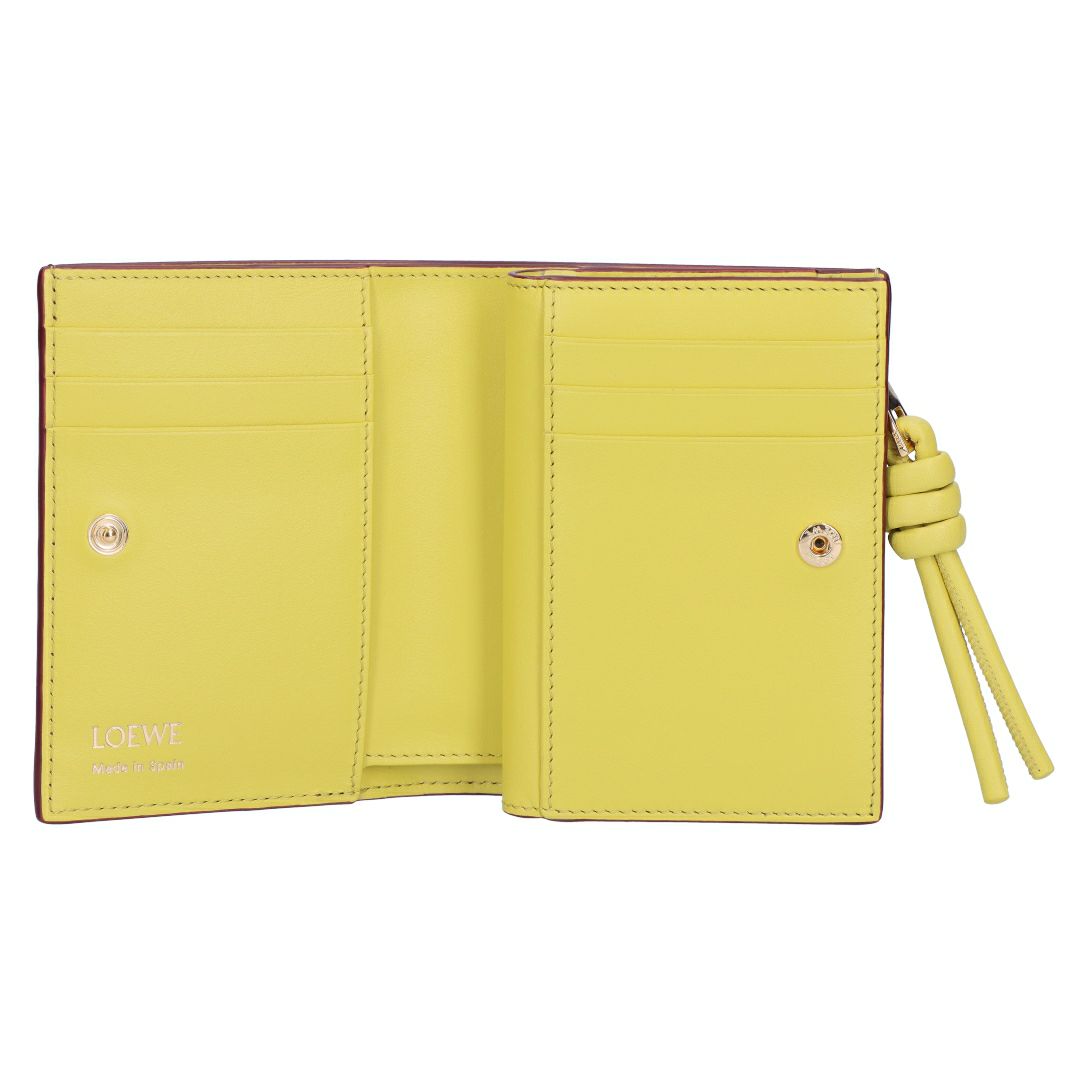 ロエベ LOEWE 折財布 二つ折り財布 ノット コンパクト ウォレット CEM1NCWX01 0059 DARK BURGUNDY/LIGHT CITRINE 【お取り寄せ】