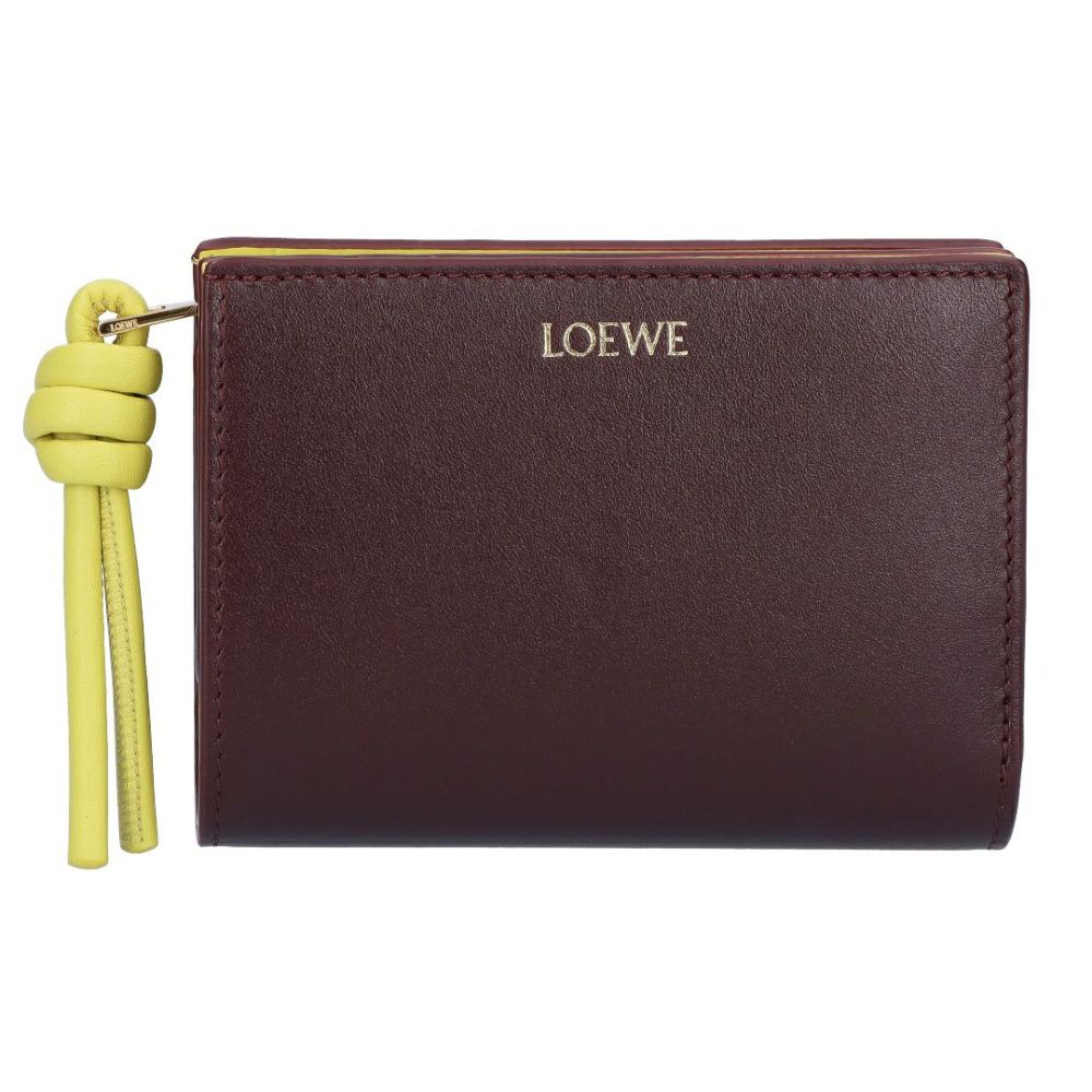 ロエベ LOEWE 折財布 二つ折り財布 ノット コンパクト ウォレット CEM1NCWX01 0059 DARK BURGUNDY/LIGHT CITRINE 【お取り寄せ】