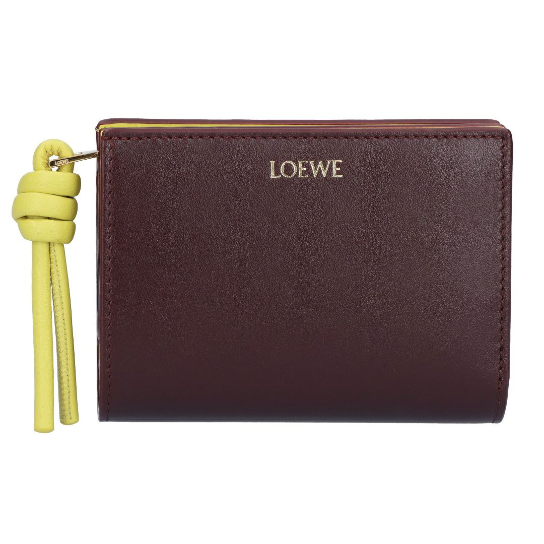ロエベ LOEWE 折財布 二つ折り財布 ノット コンパクト ウォレット CEM1NCWX01 0059 DARK BURGUNDY/LIGHT CITRINE 【お取り寄せ】