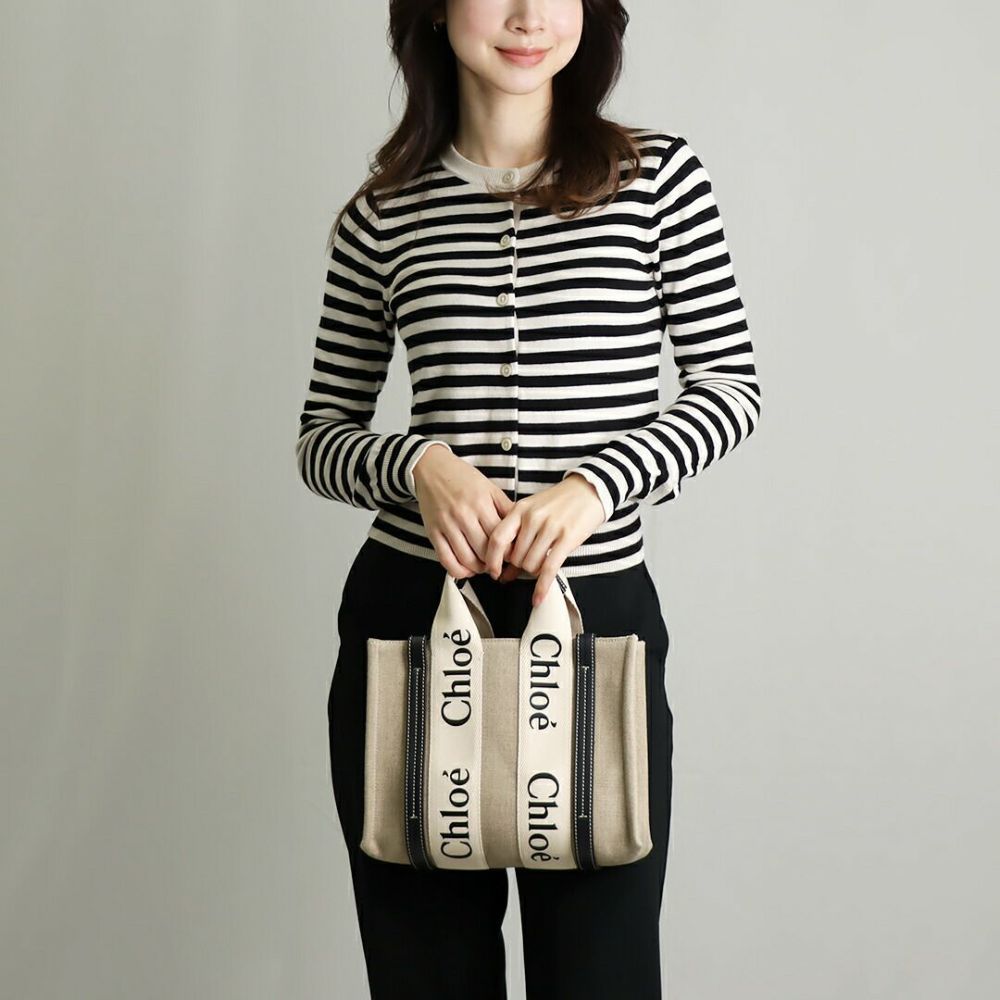クロエ CHLOE 2WAYバッグ WOODY スモールトート CHC22AS397 I26 ベージュ系(91J WHITE/BLUE)