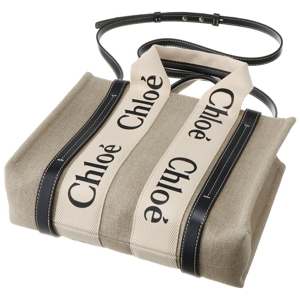 クロエ CHLOE 2WAYバッグ WOODY スモールトート CHC22AS397 I26 ベージュ系(91J WHITE/BLUE)